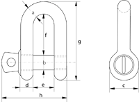 G-4151 Green Pin Dee Shackles Technical Drawing